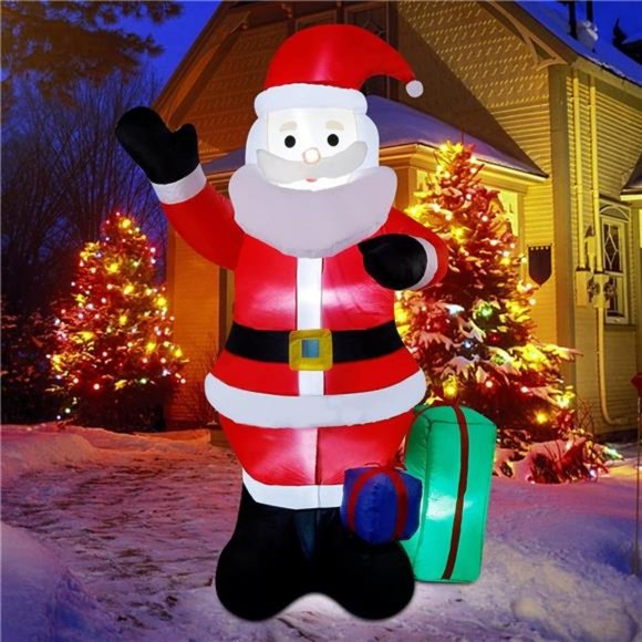 7 Ft Christmas Inflatable Santa Claus Build-in LED Lights Blow up Santa Claus